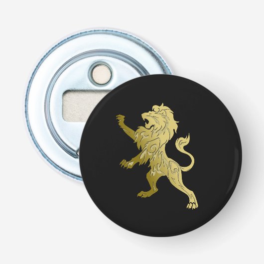 Golden Royal Lion Black Button Flesopener (Voorkant)