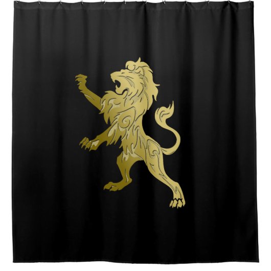Golden Royal Lion Black Douchegordijn (Voorkant)