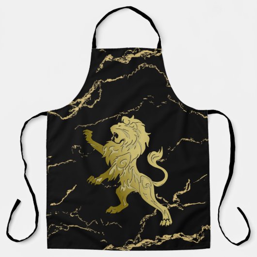 Golden Royal Lion Black en Gold Marble Schort (Voorkant)