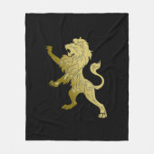 Golden Royal Lion Black Fleece Deken (Voorkant)