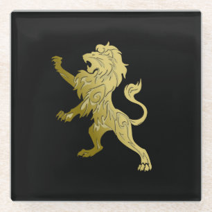 Golden Royal Lion Black Glazen Onderzetter