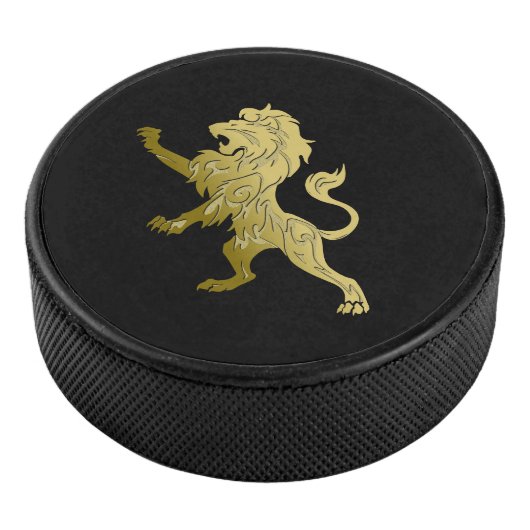 Golden Royal Lion Black Hockey Puck (3/4)