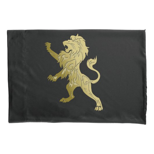 Golden Royal Lion Black Kussensloop (Voorkant)