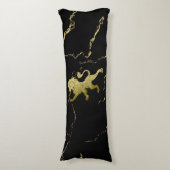 Golden Royal Lion Black Marmer Lichaamskussen (Voorkant Verticaal)