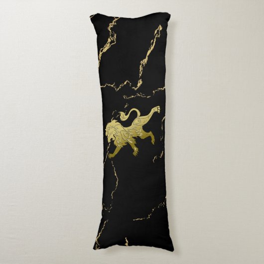 Golden Royal Lion Black Marmer Lichaamskussen (Voorkant Verticaal)