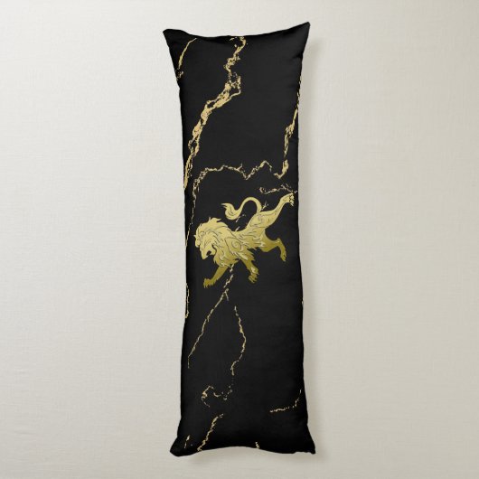 Golden Royal Lion Black Marmer Lichaamskussen (Achterkant (Verticaal))