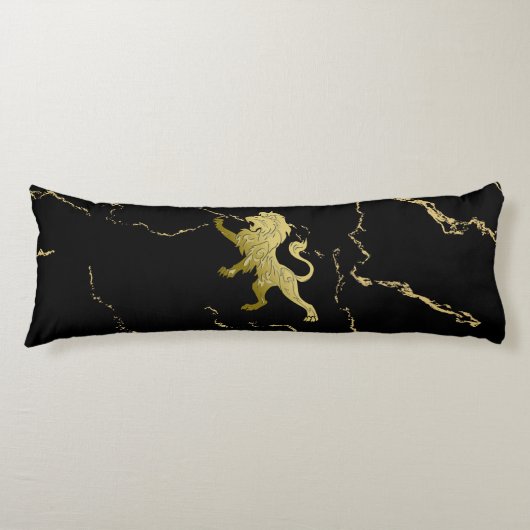 Golden Royal Lion Black Marmer Lichaamskussen (Voorkant)