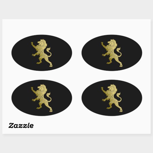 Golden Royal Lion Black Ovale Sticker (Vel)