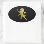 Golden Royal Lion Black Ovale Sticker (Tas)