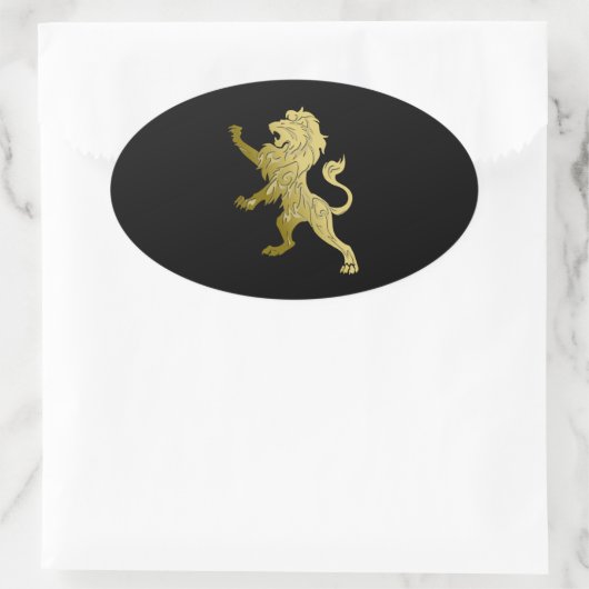 Golden Royal Lion Black Ovale Sticker (Tas)