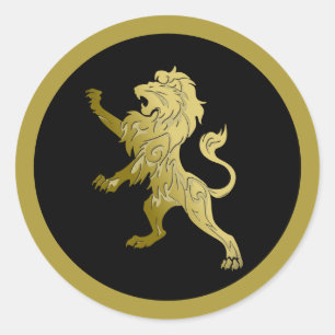 Golden Royal Lion Black Ronde Sticker