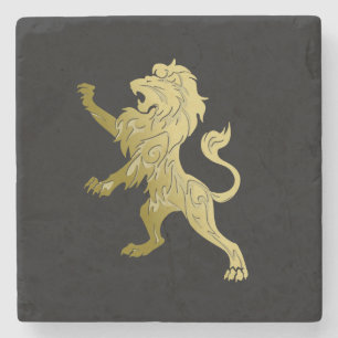 Golden Royal Lion Black Stenen Onderzetter