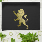 Golden Royal Lion Black Theedoek (Gevouwen)