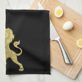 Golden Royal Lion Black Theedoek (Quarter Fold)