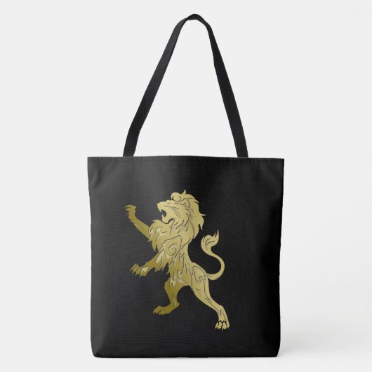 Golden Royal Lion Black Tote Bag (Voorkant)
