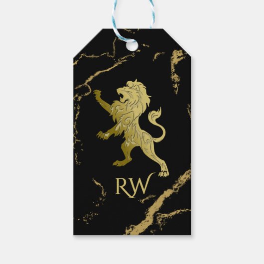 Golden Royal Lion Monogram Cadeaulabel (Voorkant)