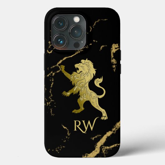 Golden Royal Lion Monogram Case-Mate iPhone Case (Achterkant)