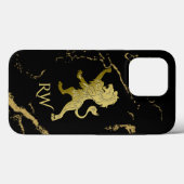Golden Royal Lion Monogram Case-Mate iPhone Case (Achterkant (horizontaal))