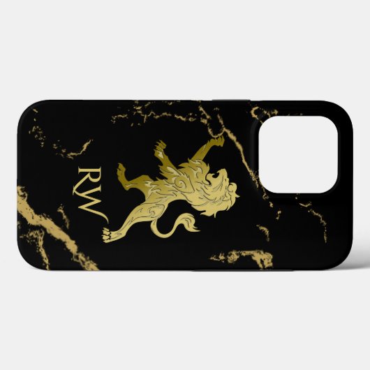 Golden Royal Lion Monogram Case-Mate iPhone Case (Achterkant (horizontaal))