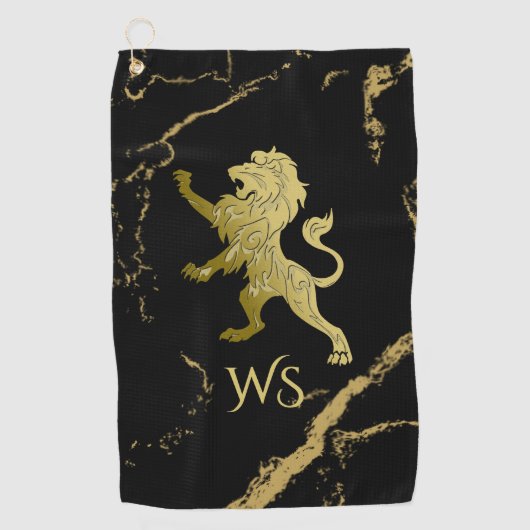 Golden Royal Lion Monogram Golfhanddoek (Voorkant)