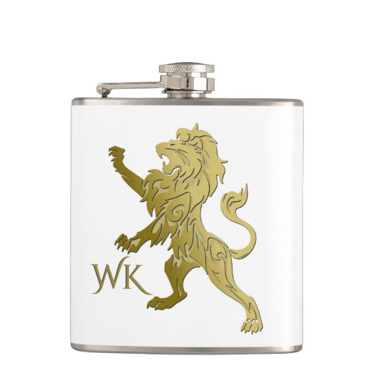 Golden Royal Lion Monogram Heupfles (Voorkant)