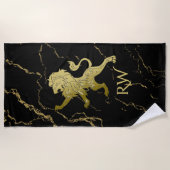 Golden Royal Lion Monogram Strandlaken (Voorkant)