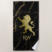 Golden Royal Lion Monogram Strandlaken (Voorkant)