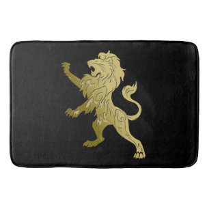 Golden Royal Lion op zwarte felicitatiedatum Badmat
