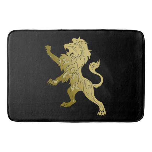 Golden Royal Lion op zwarte felicitatiedatum Badmat (Voorkant)