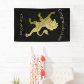 Golden Royal Lion op zwarte naam Spandoek (Insitu)