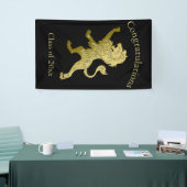 Golden Royal Lion op zwarte naam Spandoek (Beurs)