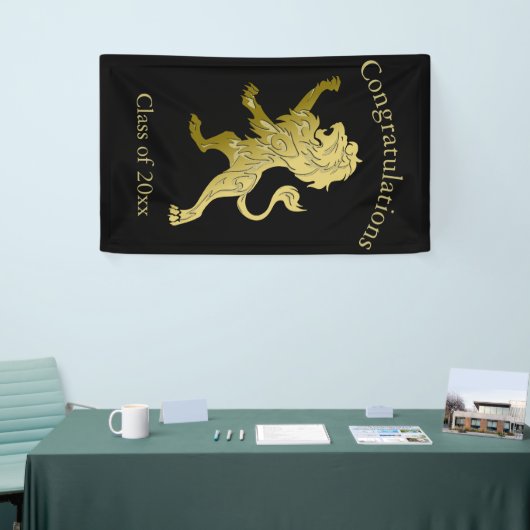Golden Royal Lion op zwarte naam Spandoek (Beurs)
