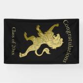 Golden Royal Lion op zwarte naam Spandoek (Horizontaal)