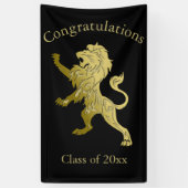 Golden Royal Lion op zwarte naam Spandoek (Verticaal)