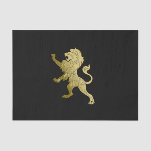 Golden Royal Lion op zwarte naam Tissuepapier (Voorkant)