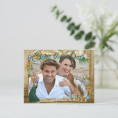 Golden Royal Peacock Feathers Aankondigingskaart (Staand voorkant)