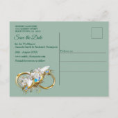 Golden Royal Peacock Feathers Aankondigingskaart (Achterkant)