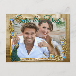 Golden Royal Peacock Feathers Aankondigingskaart