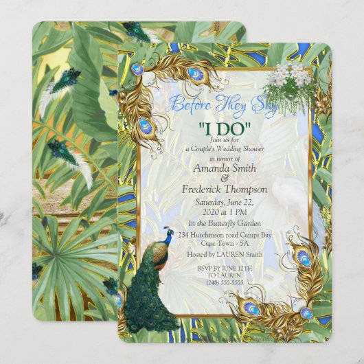 Golden Royal Peacock Feathers Kaart (Voorkant / Achterkant)