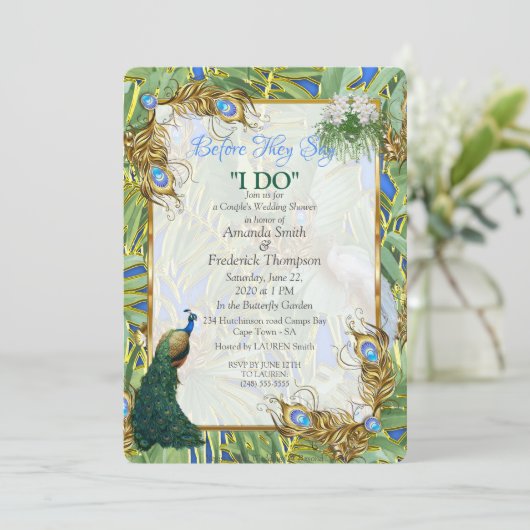 Golden Royal Peacock Feathers Kaart (Staand voorkant)