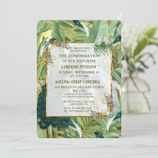 Golden Royal Peacock Feathers Kaart (Staand voorkant)