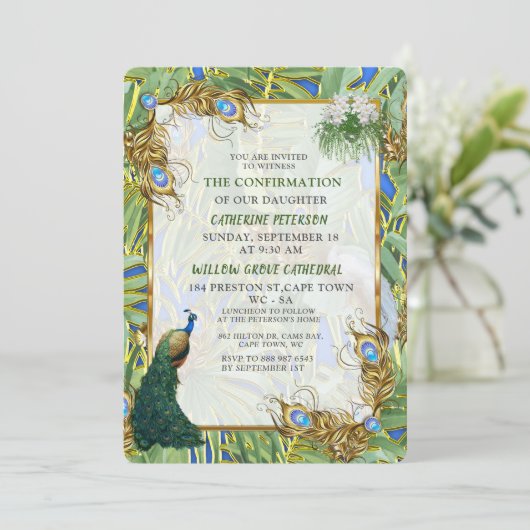 Golden Royal Peacock Feathers Kaart (Staand voorkant)