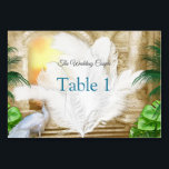 Golden Royal Peacock Feathers Kaart<br><div class="desc">Witte en blauw-groene koninklijke vreugde bruinachtige fantasie-herrie in een tropische tempel omringd door groenery number en name cards voor elke zoektocht op de tafel.</div>