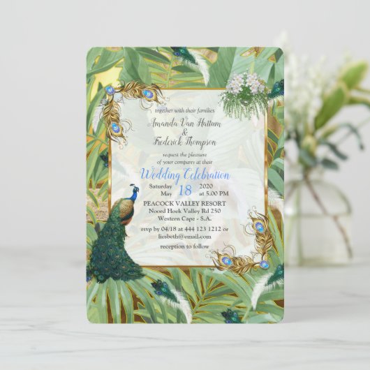 Golden Royal Peacock Feathers Kaart (Staand voorkant)