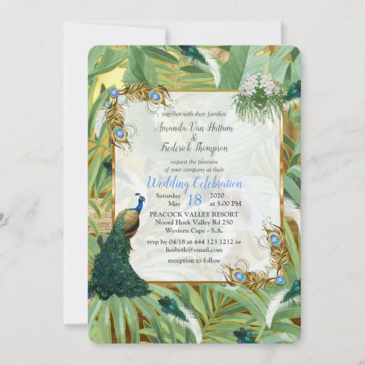 Golden Royal Peacock Feathers Kaart (Voorkant)