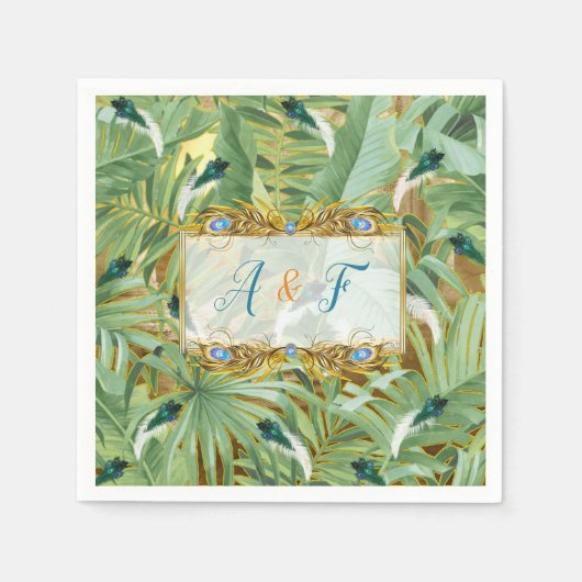 Golden Royal Peacock Feathers Servet (Voorkant)