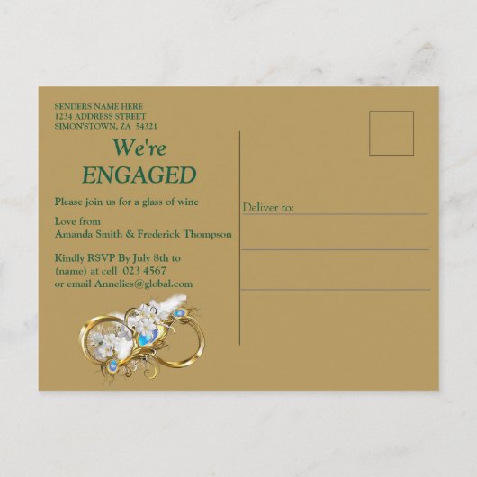 Golden Royal Peacock Feathers Uitnodiging Briefkaart (Achterkant)