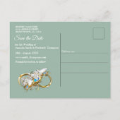 Golden Royal Peacock Temple Dreams Aankondigingskaart (Achterkant)