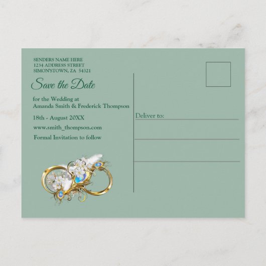 Golden Royal Peacock Temple Dreams Aankondigingskaart (Achterkant)