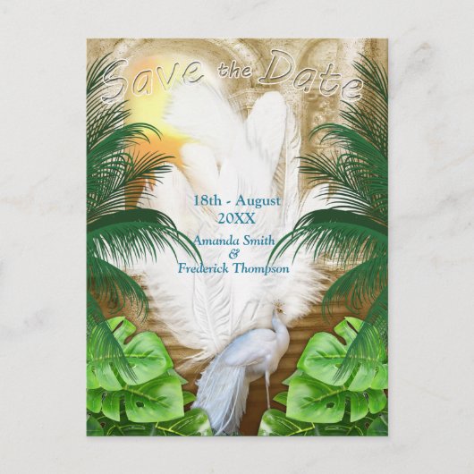 Golden Royal Peacock Temple Dreams Aankondigingskaart (Voorkant)